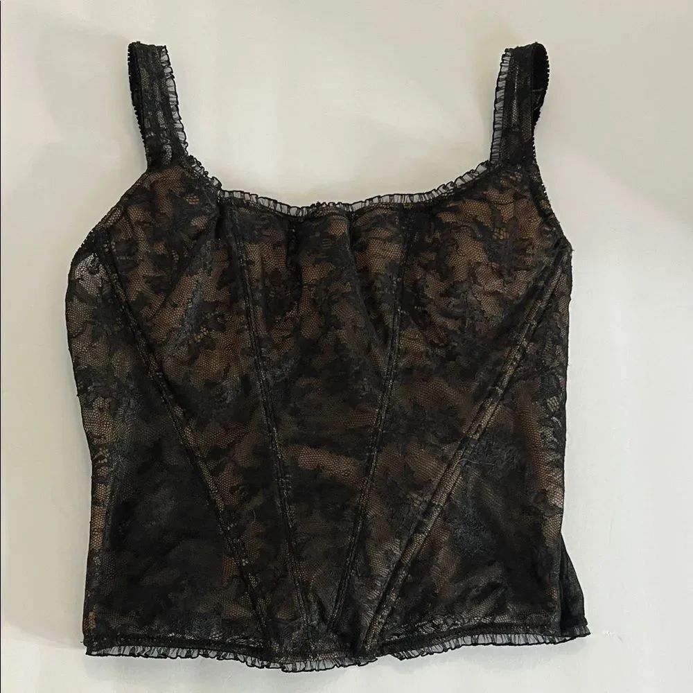Vintage VS Victoria Secret Y2K goth lace corset Black Lace top 36C